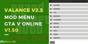 Valance v2.5 MOD MENU GTA V ONLINE 1.50