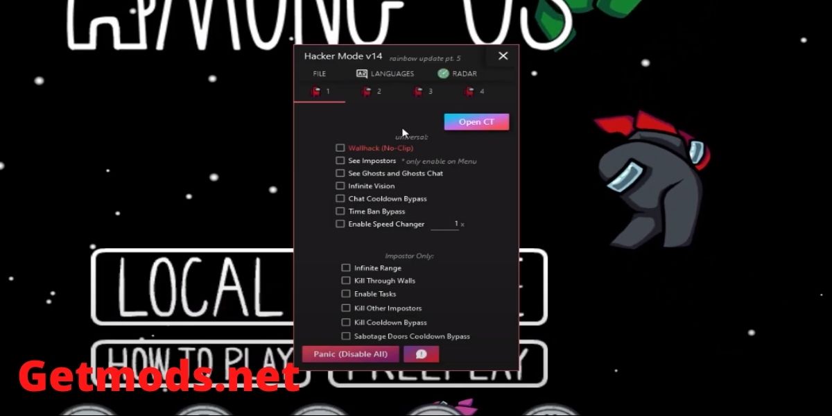 Among us Hacker Mode Menu